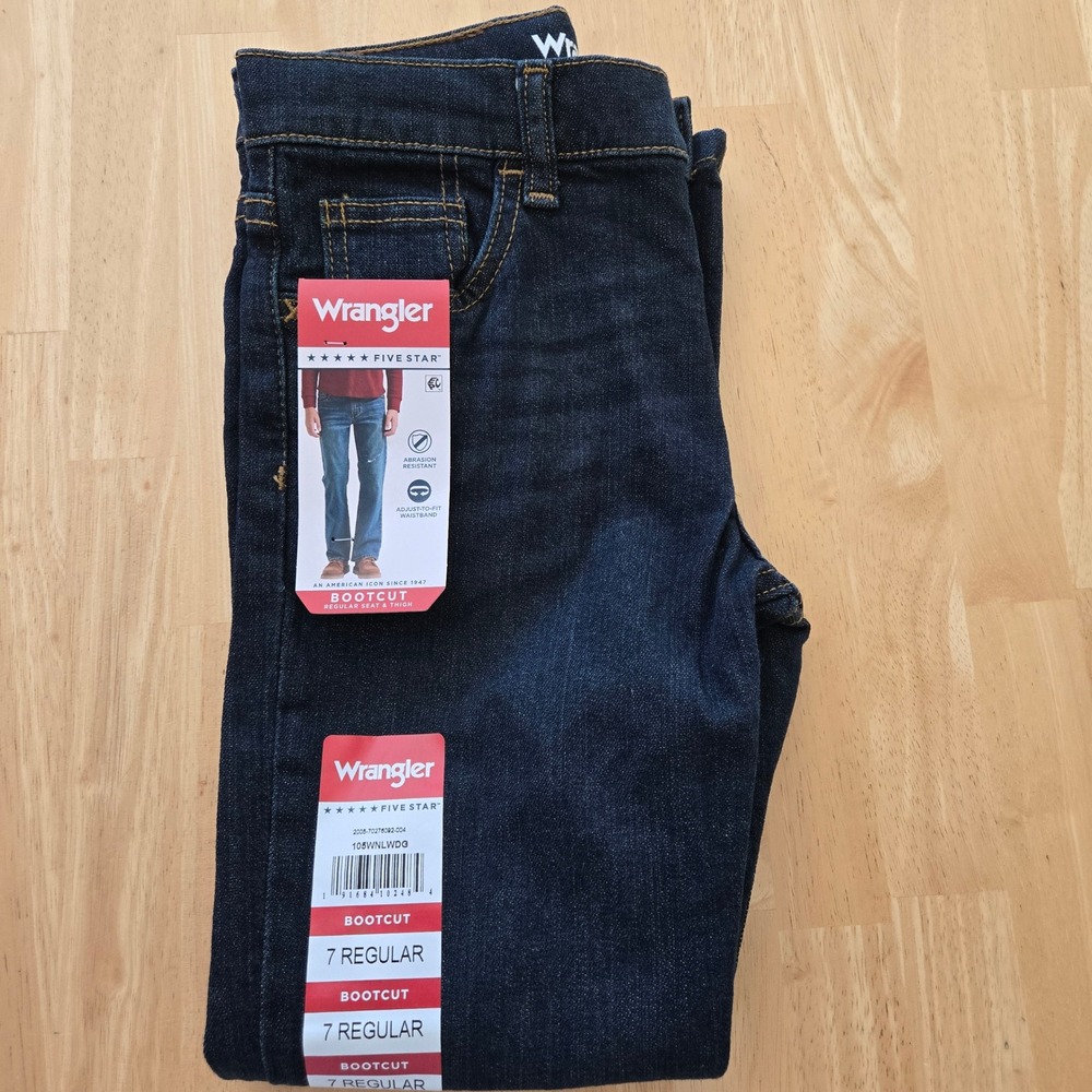 Wrangler Five Star Boys Bootcut Jeans – Dark Wash – Size 7 Regular – NWT